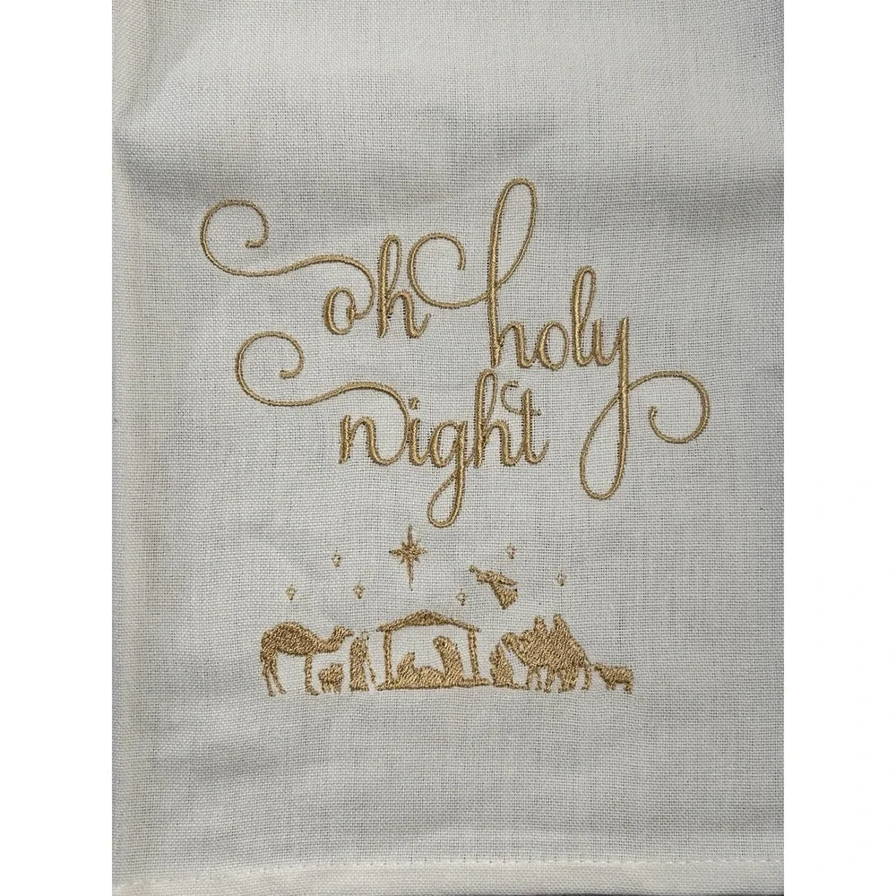 Lawrence's Tea Towel Embroidered O Holy Night NEW‎